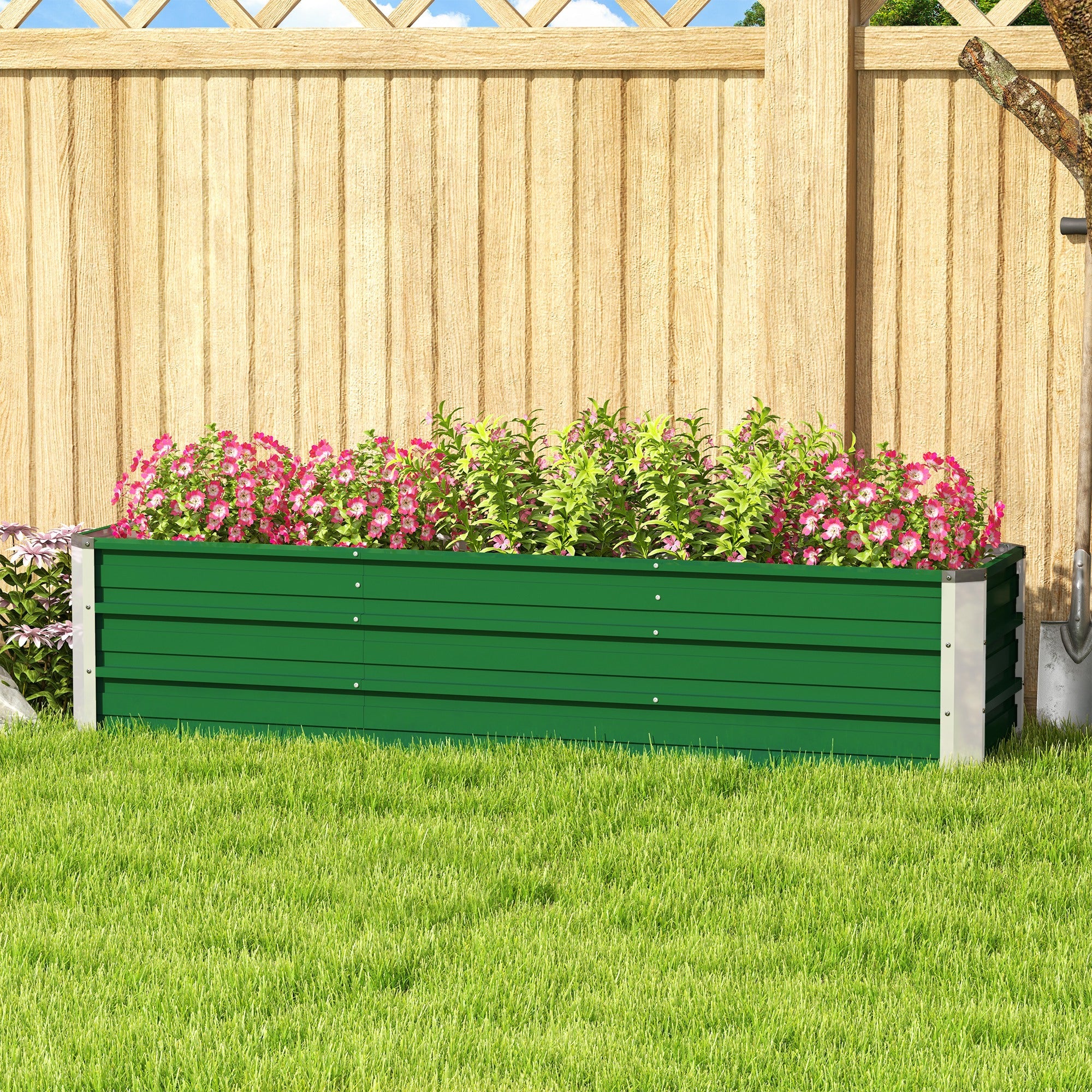 Raised Garden Bed/Planter Box 183x47x40cm Steel with Green Gloves