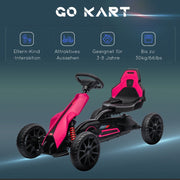 Go-Kart Children's Pedal Car with Adjustable Seat and Handbrake, Pink