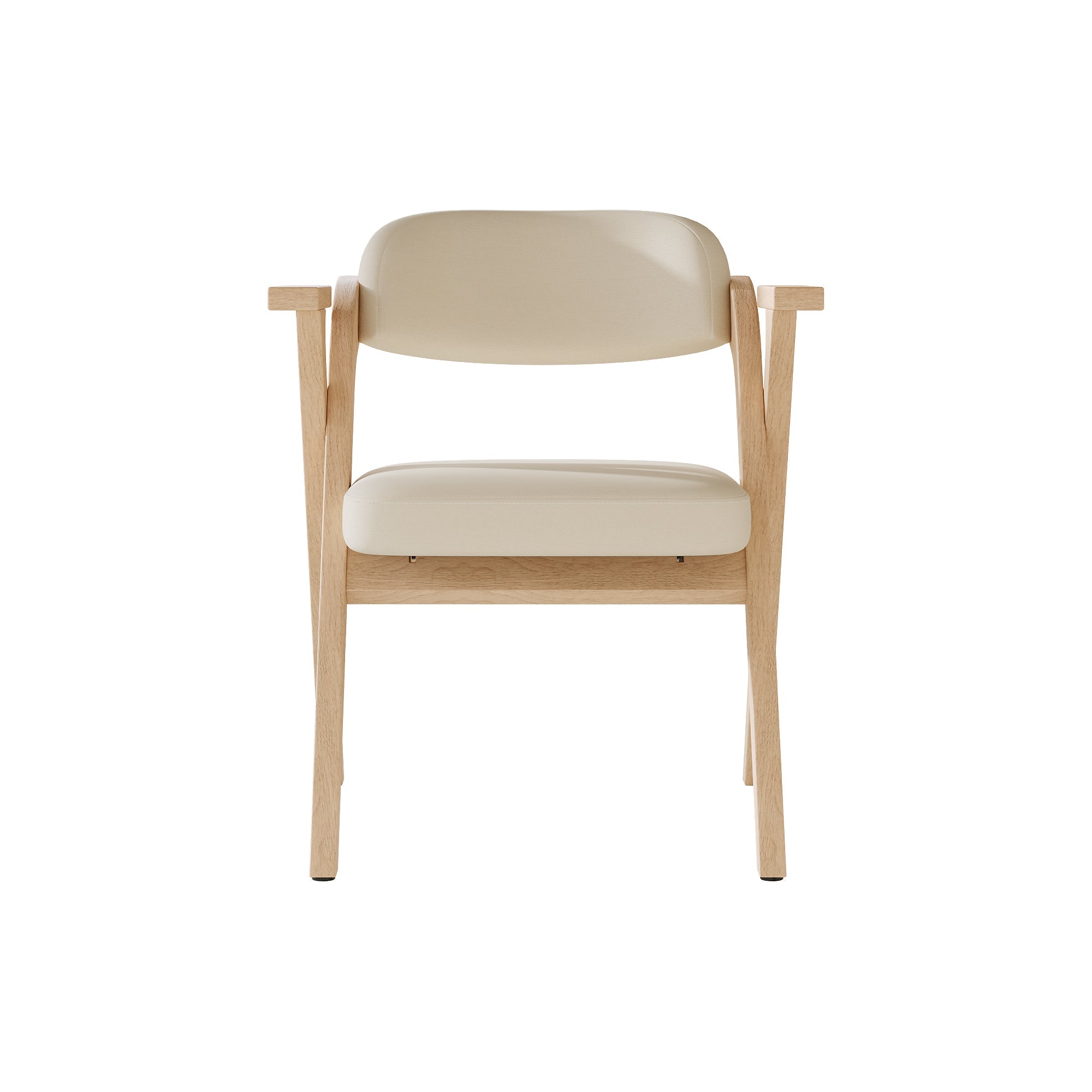 Set of 2 Folding Dining Chairs, Solid Wood and Breathable, Beige Linen