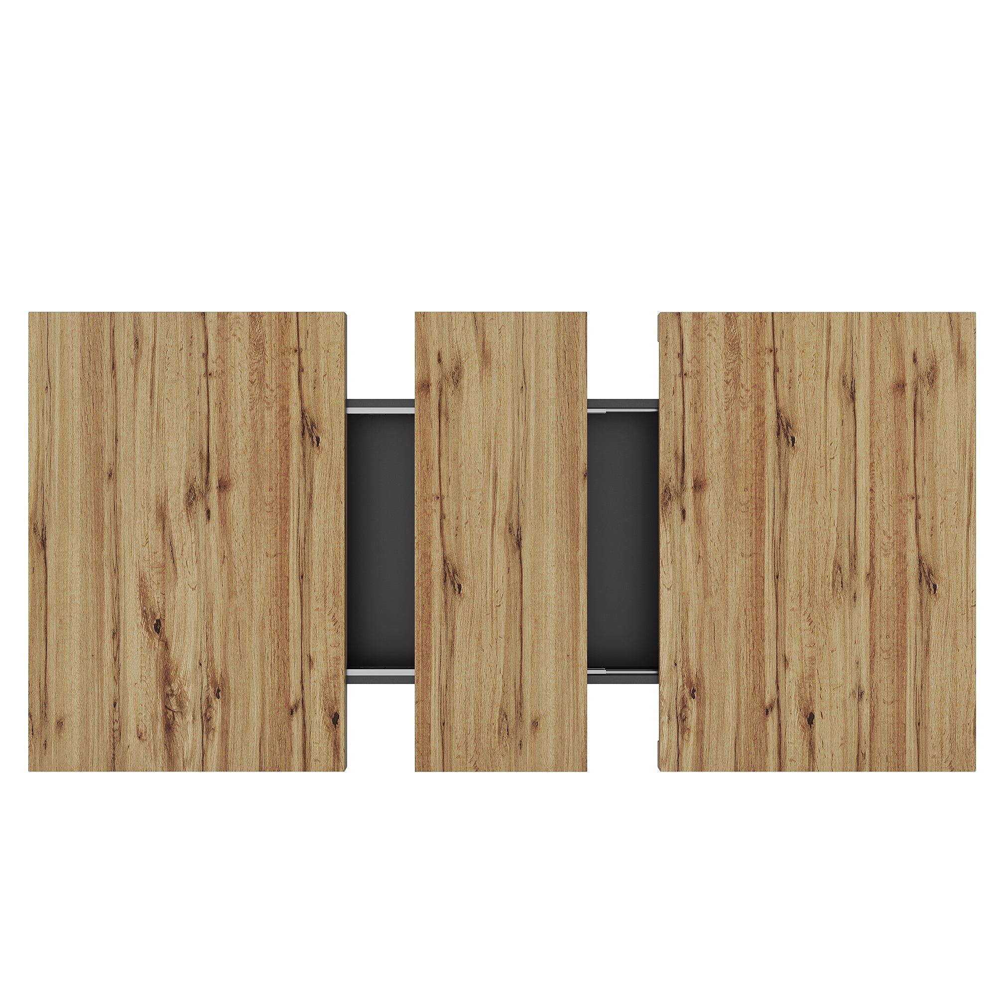 Telescopic Dining Table with Wine Rack and Snack Shelf, Extendable and Foldable, Wood Finish