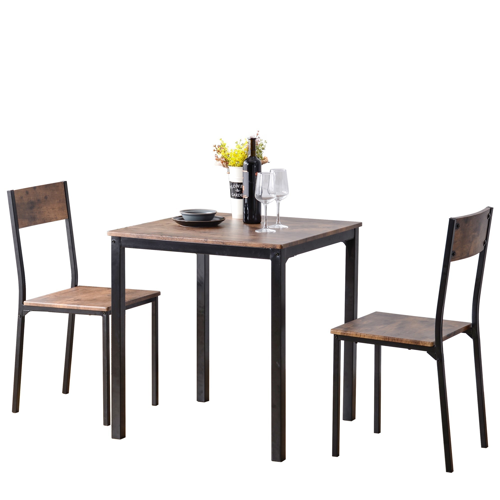 Dining Set Table with 2 Chairs Multi-Use - Vintage Brown