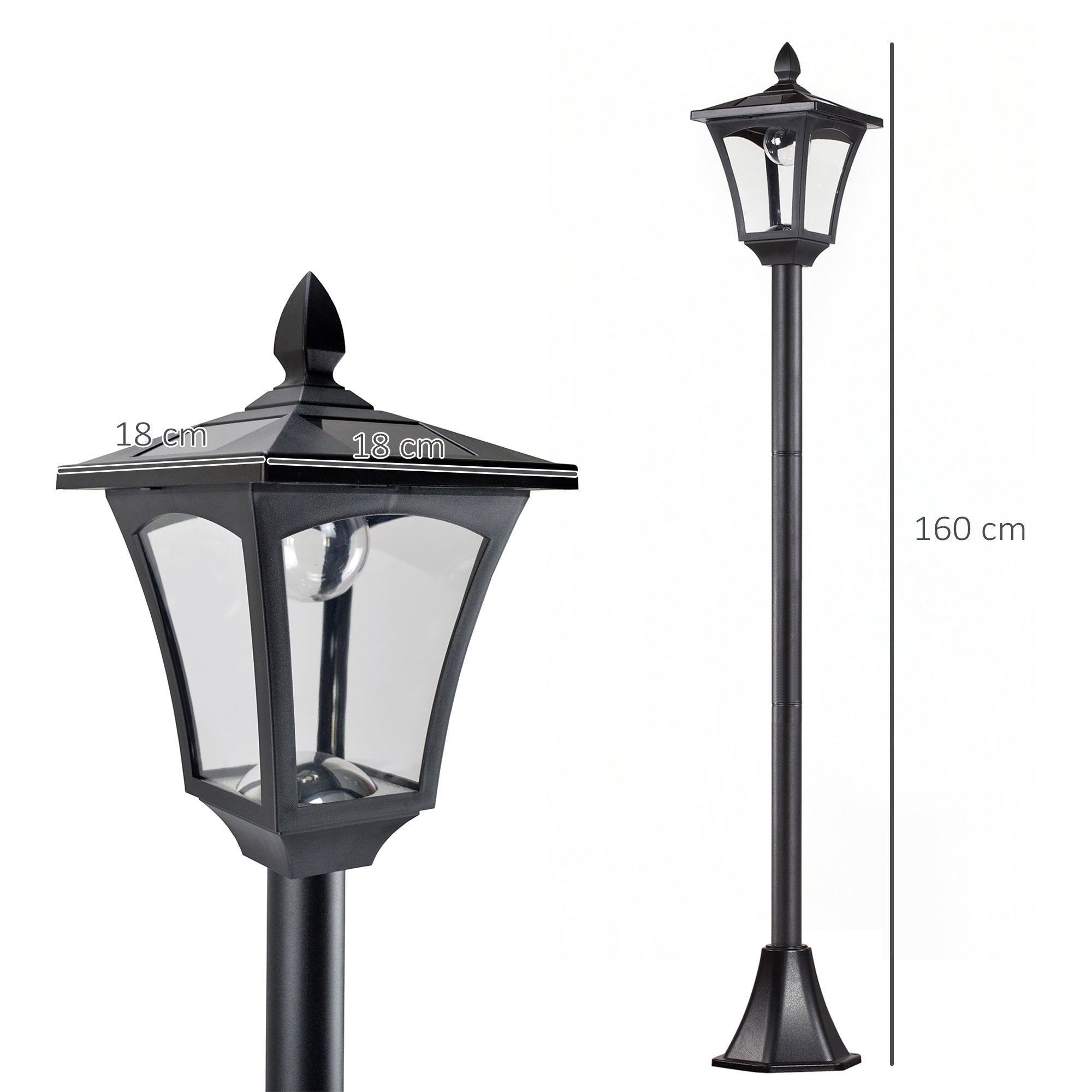 Solar Garden Lantern Path Light LED 40 Lumen Black