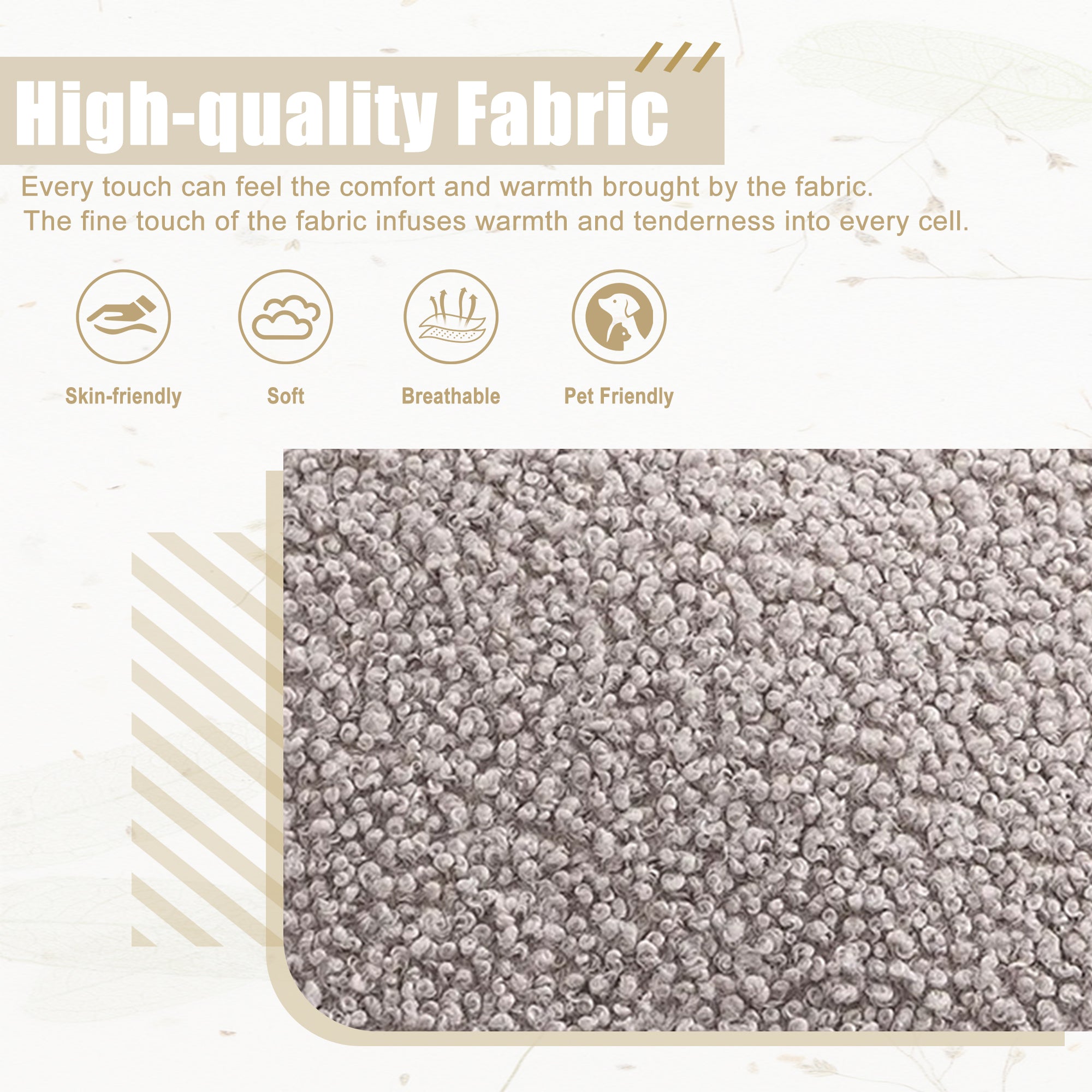 GOMYWAY Modern 2-Seater Sofa 3-Speed Adjustable Backrest Gold Metal Legs Grey Teddy