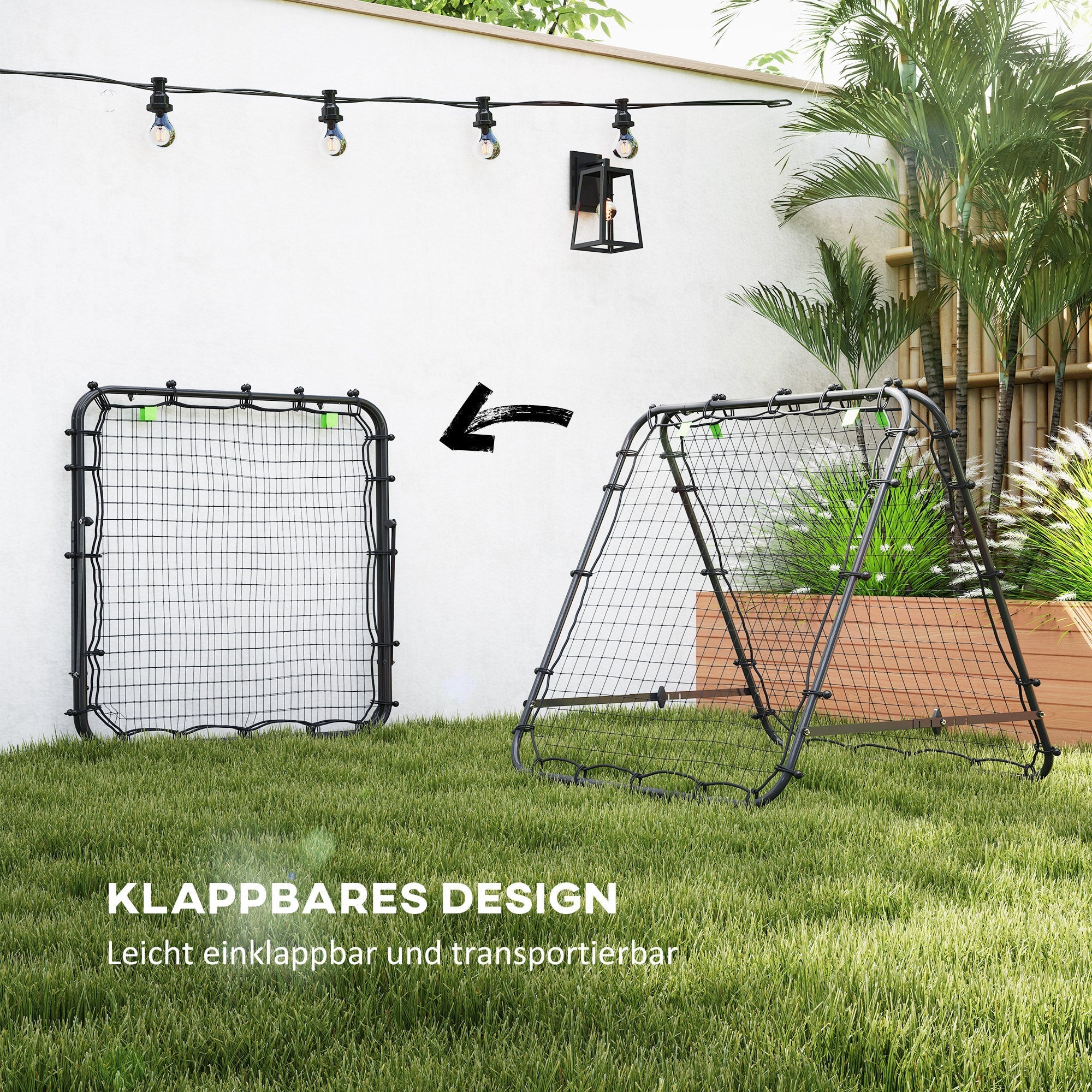 Football Rebounder Double-Sided Adjustable in 5 Levels Steel Black