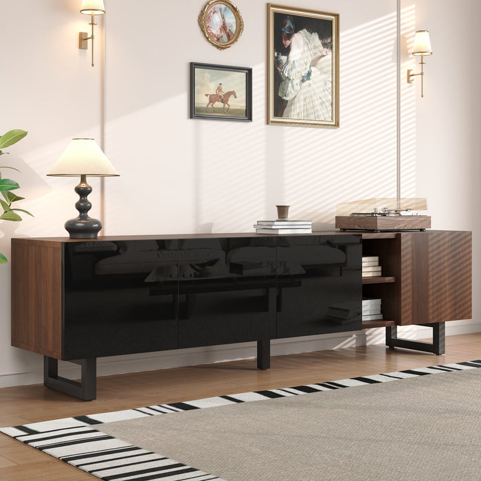 TV Cabinet Low 4 Doors 180x38x50cm - Vintage Wood Grain