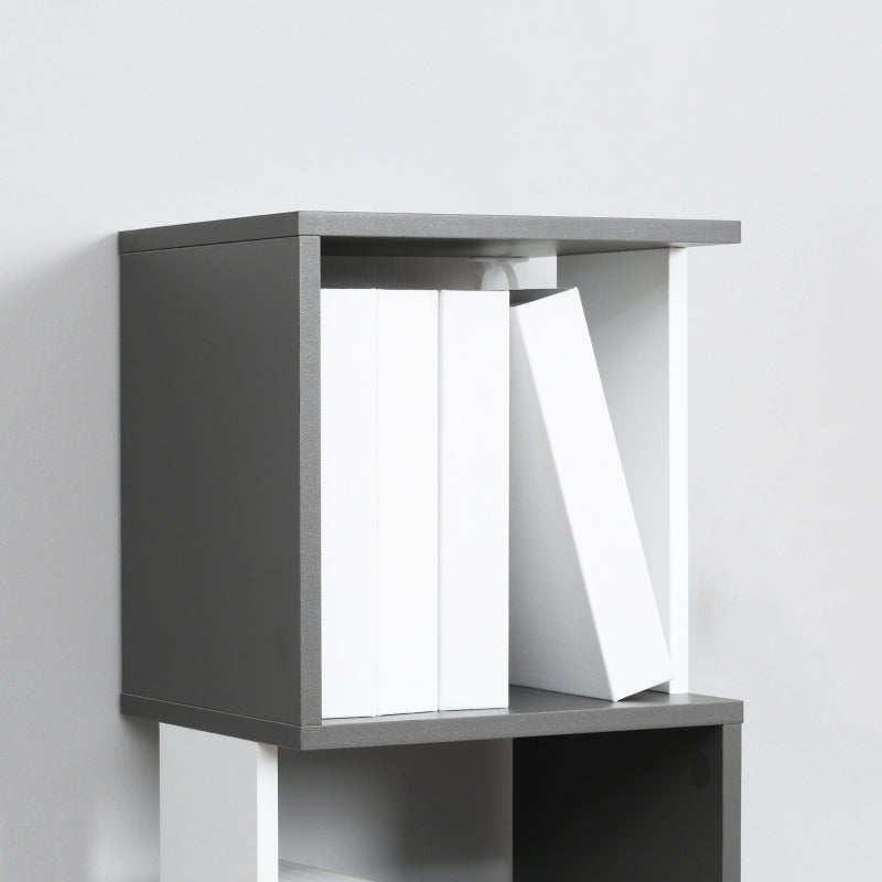 Modern 5-Tier Bookshelf Freestanding Storage Shelving White and Dark Grey
