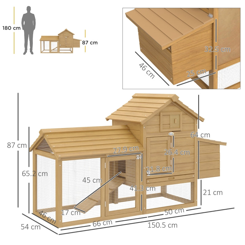 Small Chicken Coop, Hen House with Run Nesting Box, Wood
