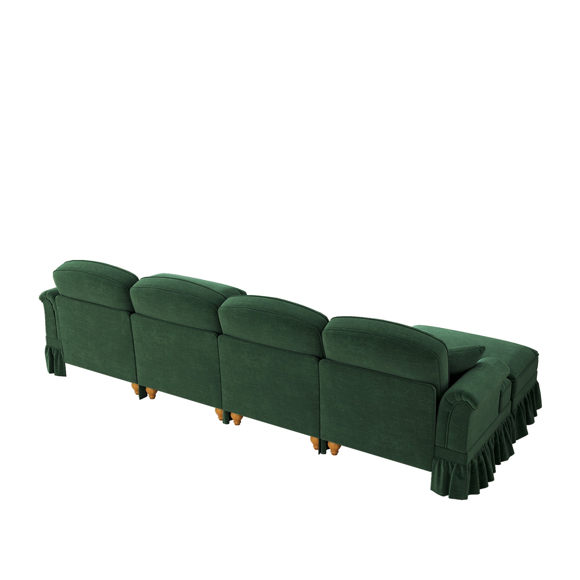 U-shaped Modular Sofa 4-Seater Movable Ottoman - Chenille Green