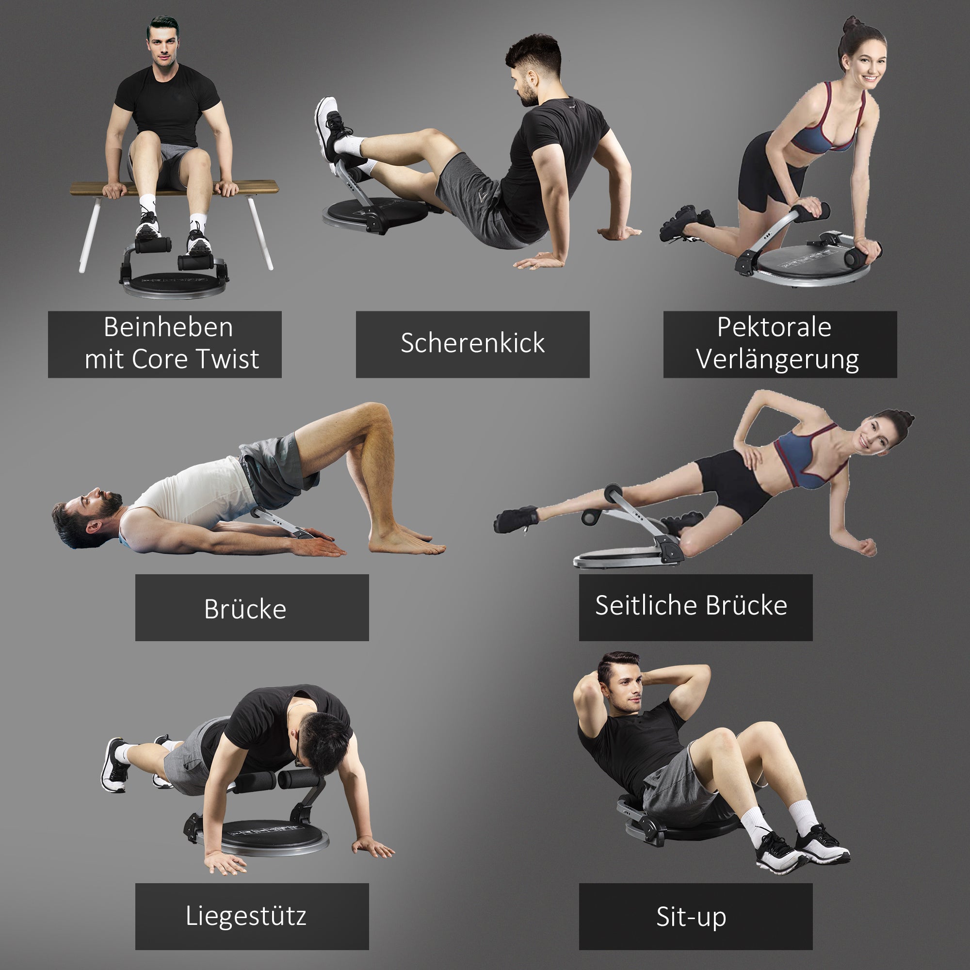 Bauchtrainer, faltbarer höhenverstellbarer Multi-Trainer, Metall