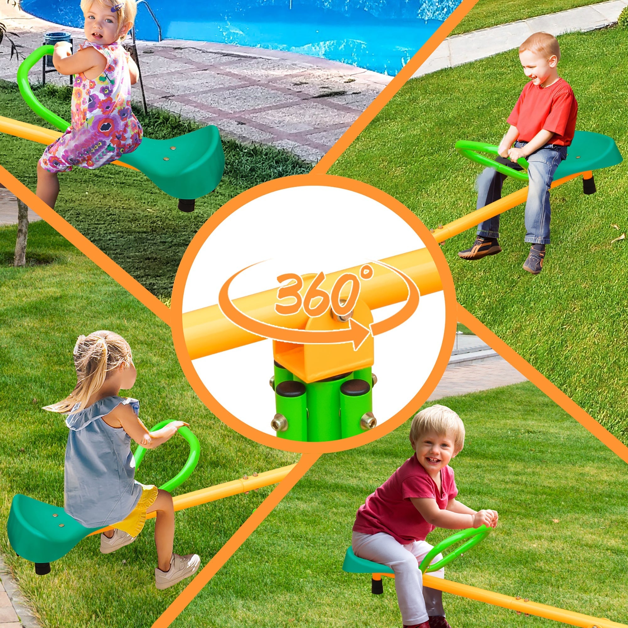 Kinder-Wippe Outdoor-Wippe, rutschfester Griff, Grün Gelb