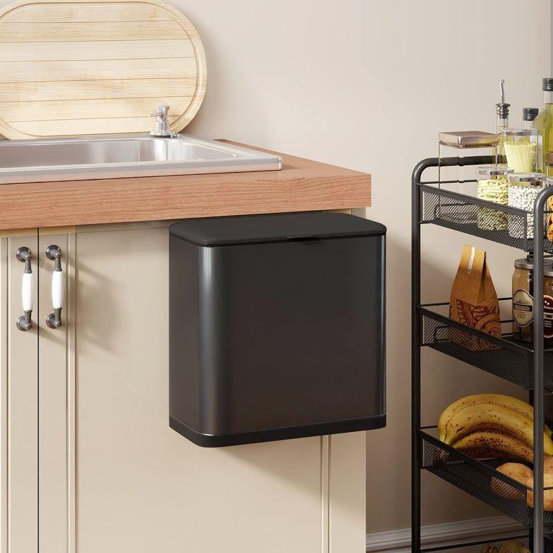 Waste Bin 8L Freestanding Wall-Mounted - Stainless Steel Black