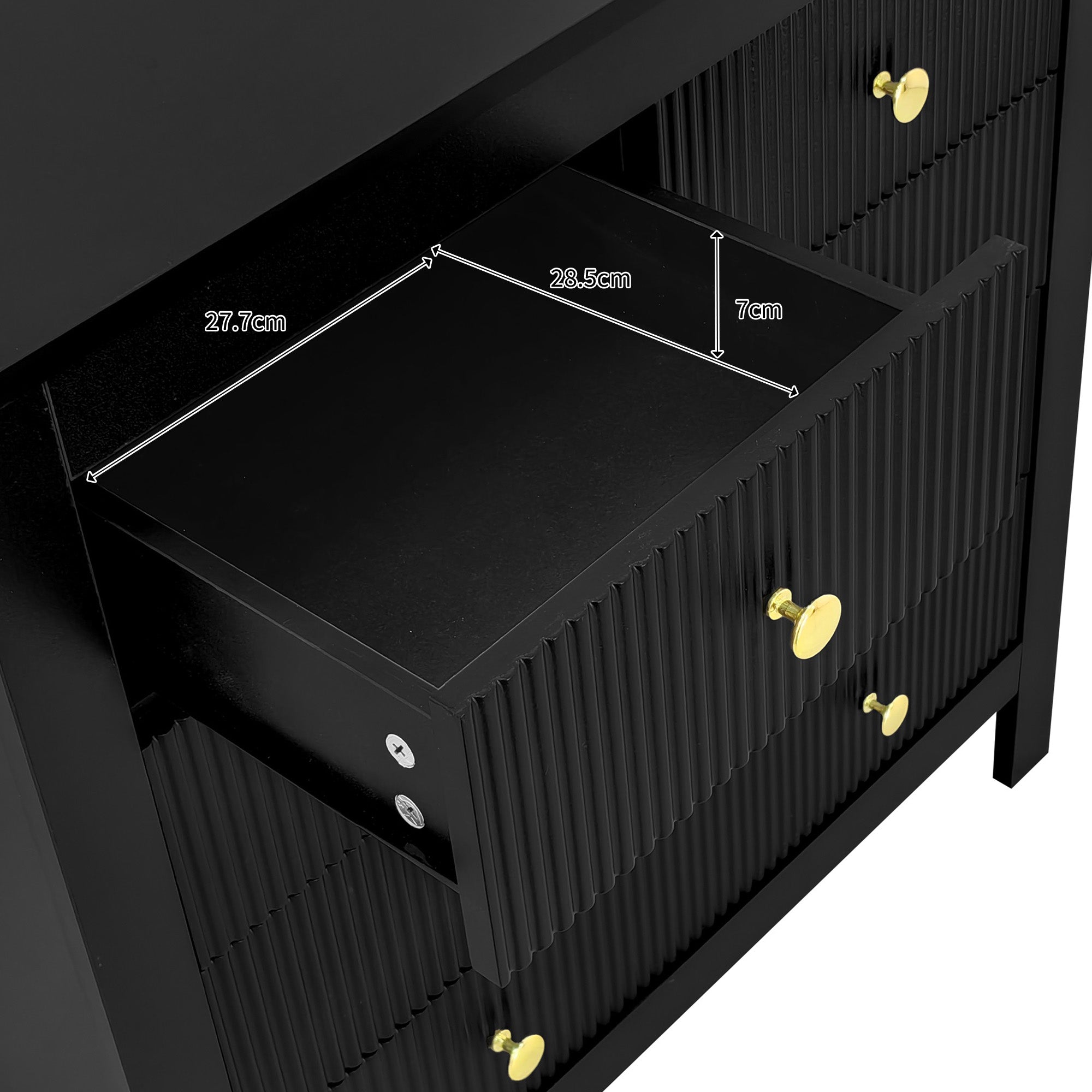 Sideboard, chest of drawers with special doors, gold handles