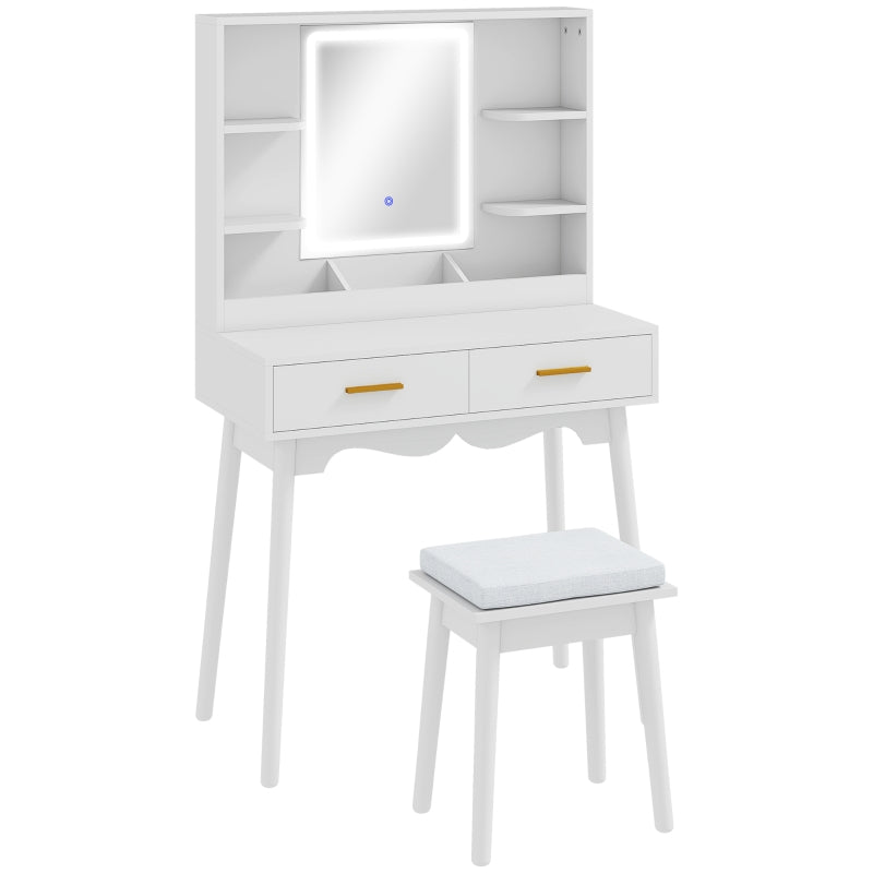 Elegant Dressing Table LED Mirror White