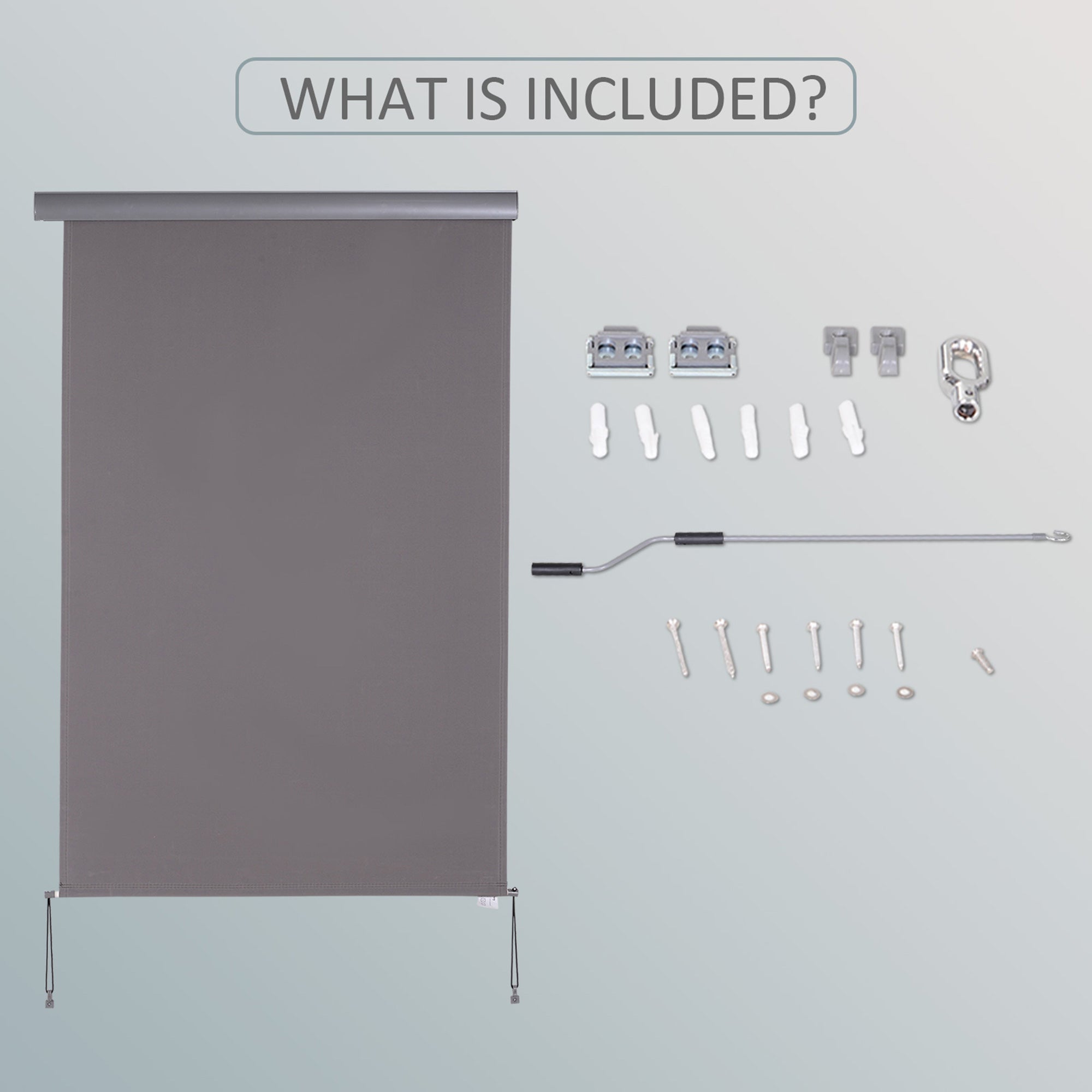 Vertical Awning 120x200cm Windbreak Privacy Screen Hand Crank, Grey