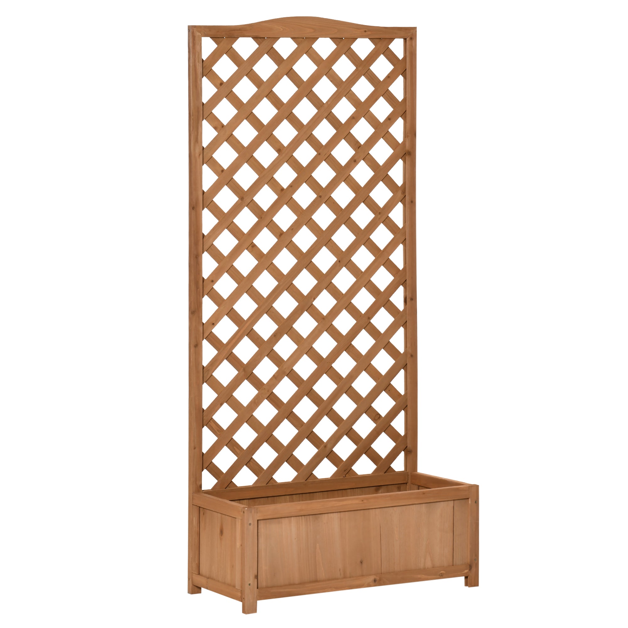 Garden Wooden Planter Box with Trellis Free Standing Raised Bed Brown