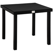 Garden Table Compact Dining 4-Person 80x80x74cm Aluminum & Plastic, Black