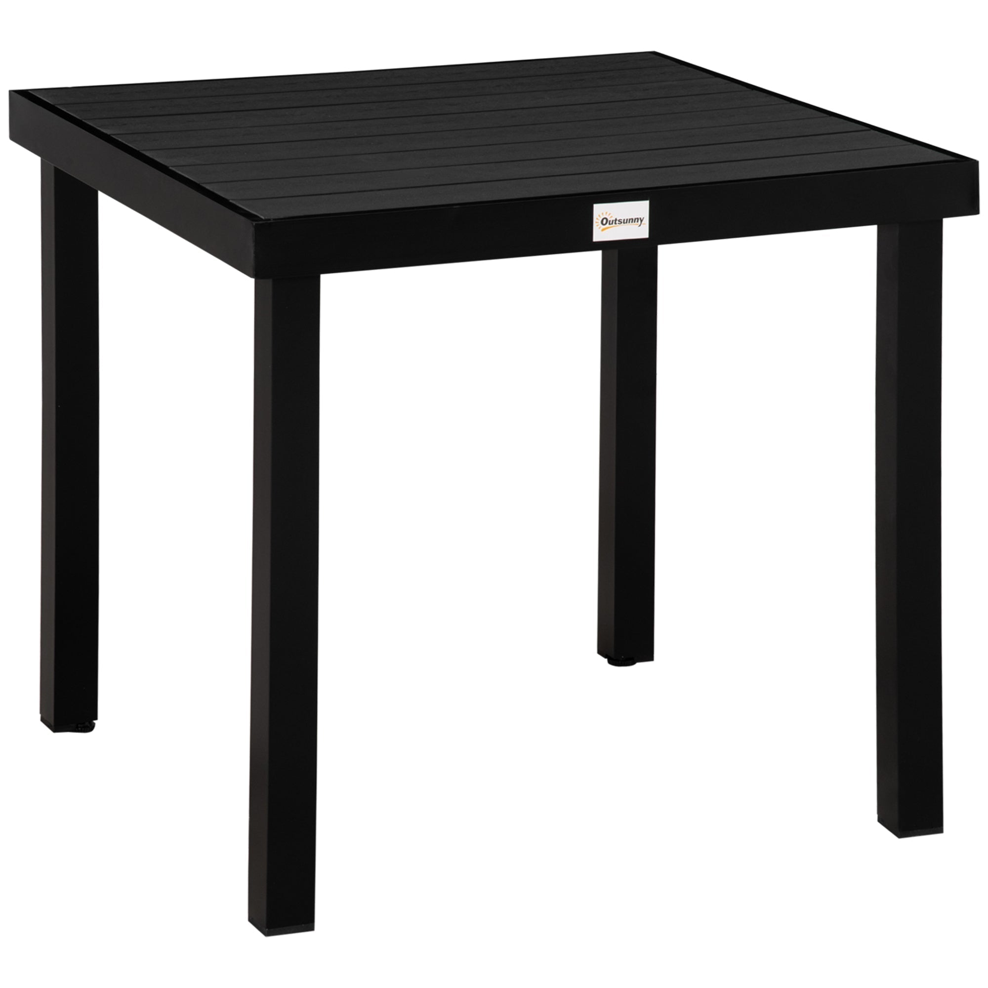 Garden Table Compact Dining 4-Person 80x80x74cm Aluminum & Plastic, Black