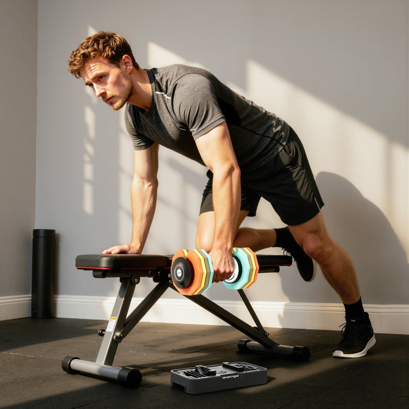 Adjustable Dumbbell with 5-25kg Weight Range and Non-Slip Grip, Black