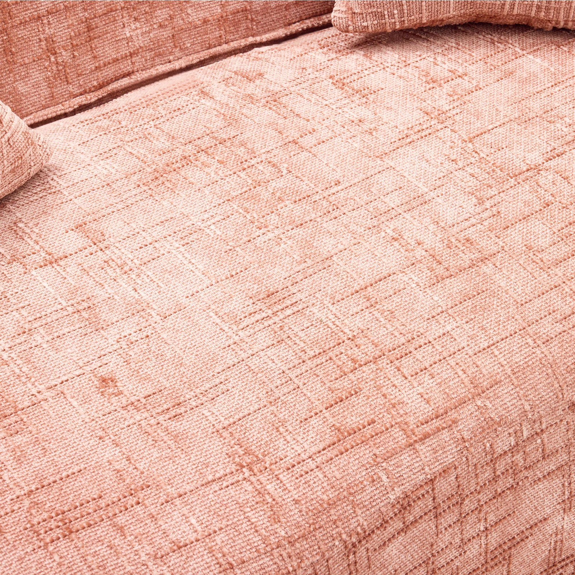 Sofa, curved two-seater with armrests and 2 cushions, cream linen