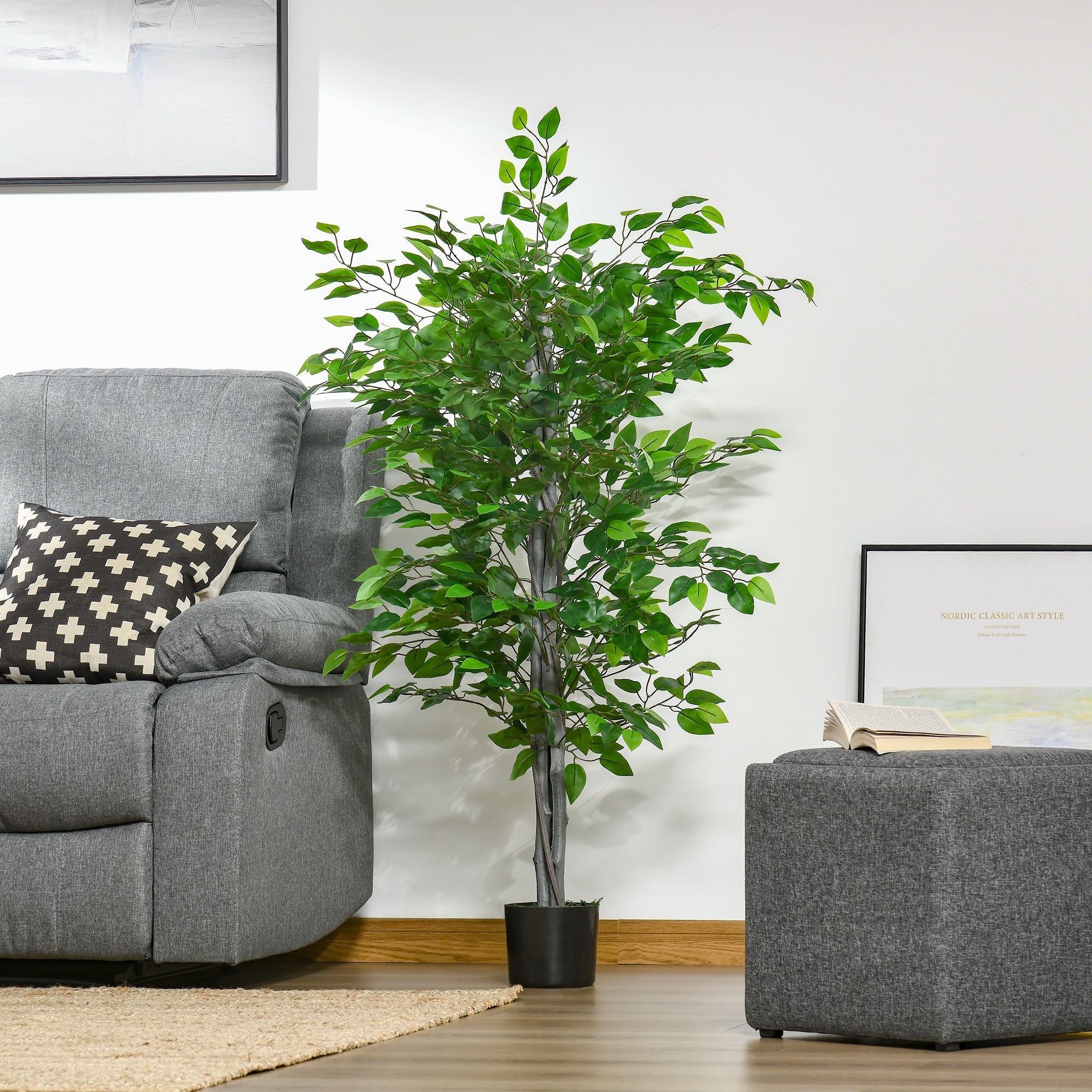 Artificial Ficus Tree 135 cm Large Realistic in Pot, Plastic