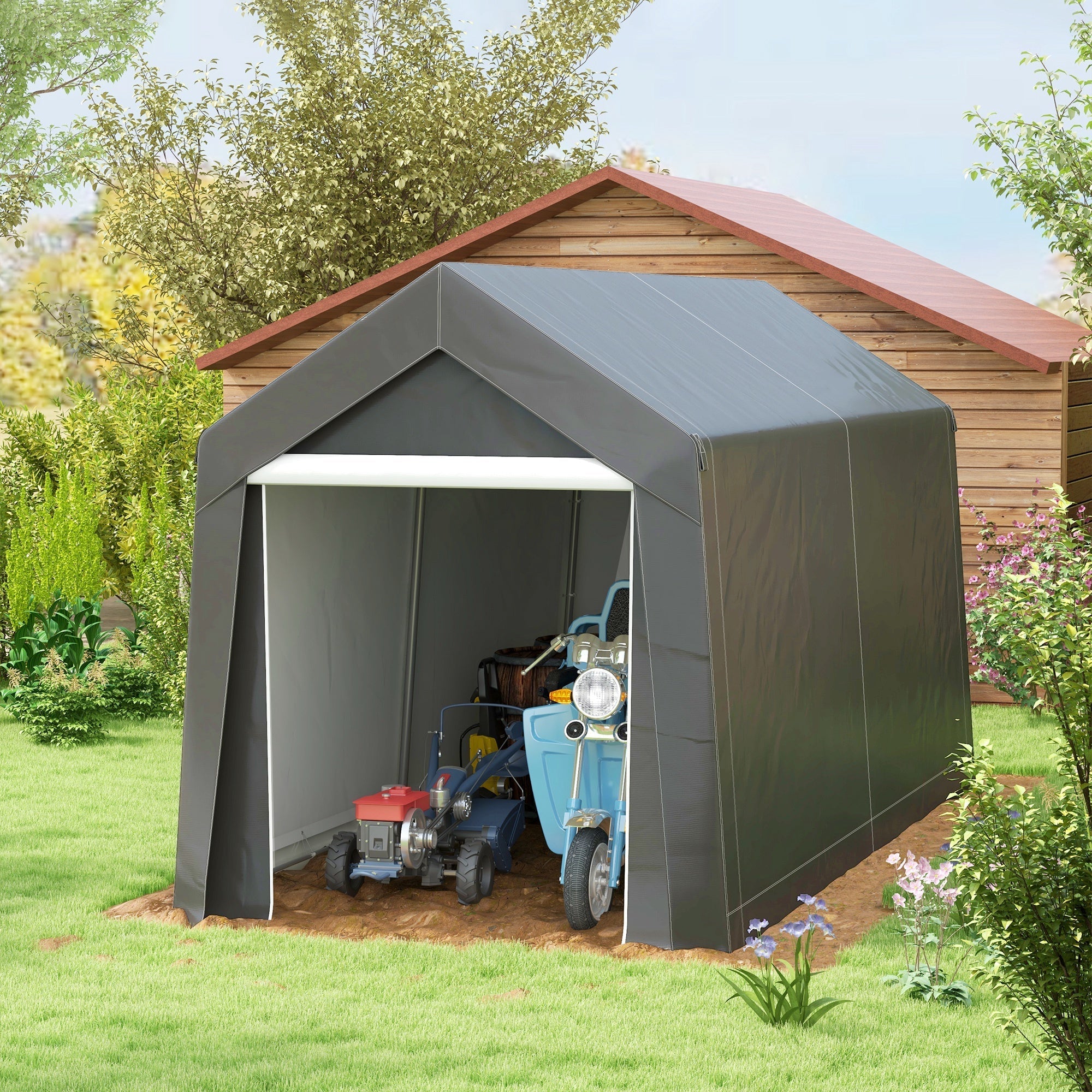 Garage Tent 2.1x3.6m Storage UV Protection Water-Repellent, Dark Grey