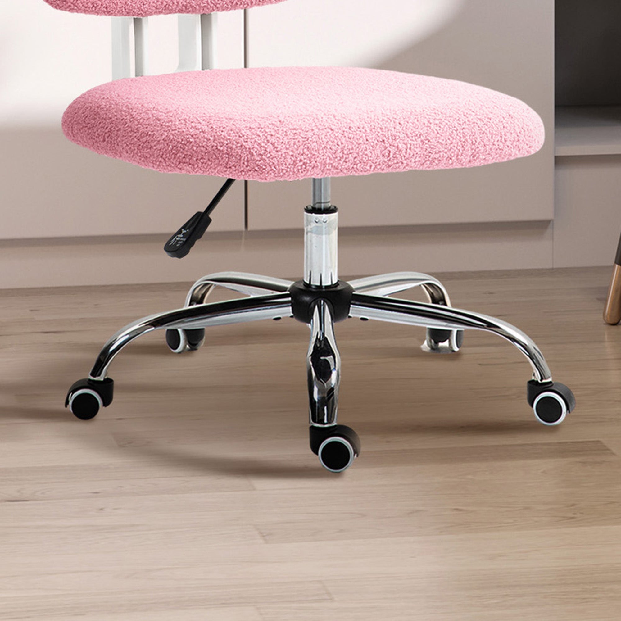 Ergonomic Office Chair, Height Adjustable Armless Swivel, Velvet Pink