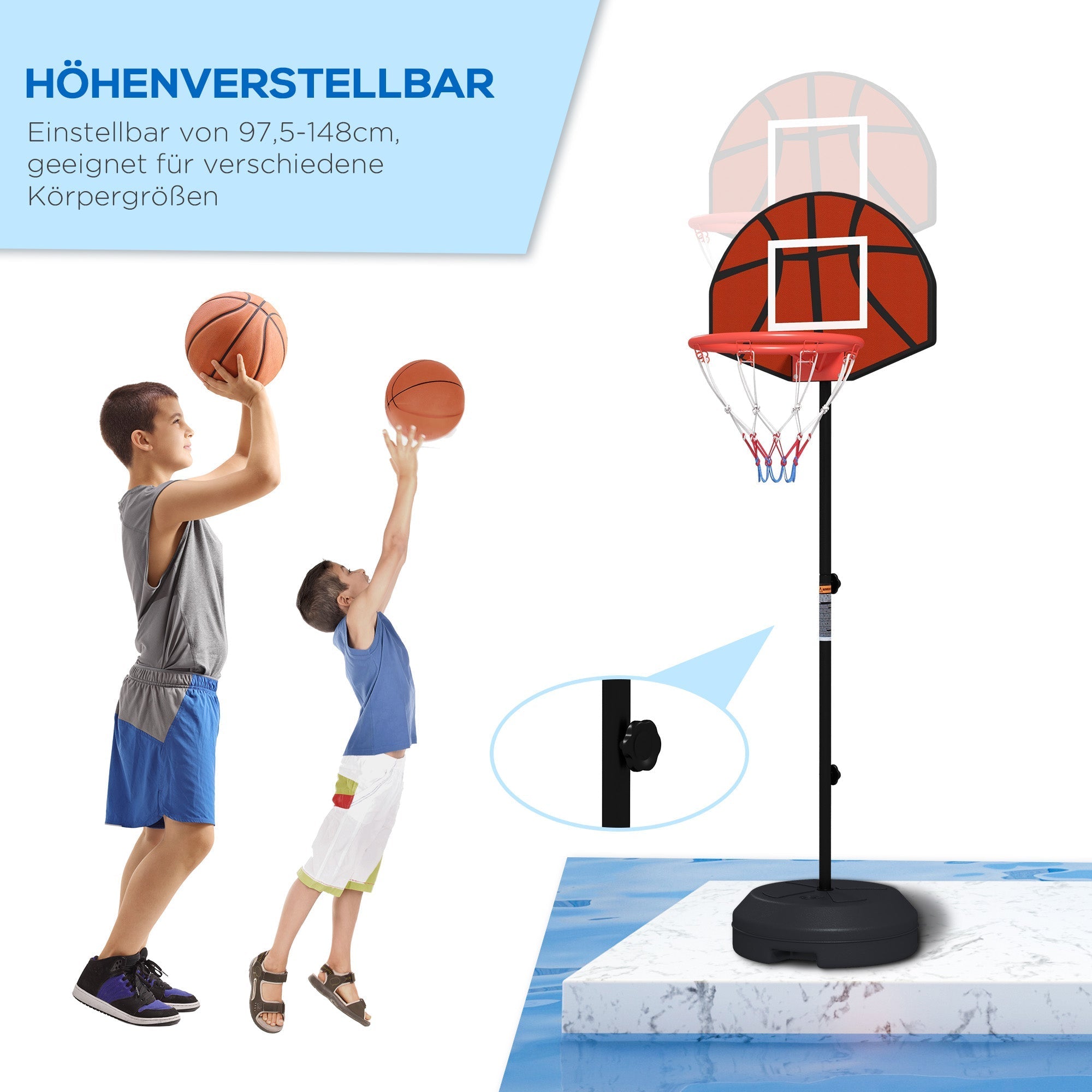 Basketball Hoop, Adjustable Height with Stand & Magnetic Dartboard, Indoor/Outdoor Use