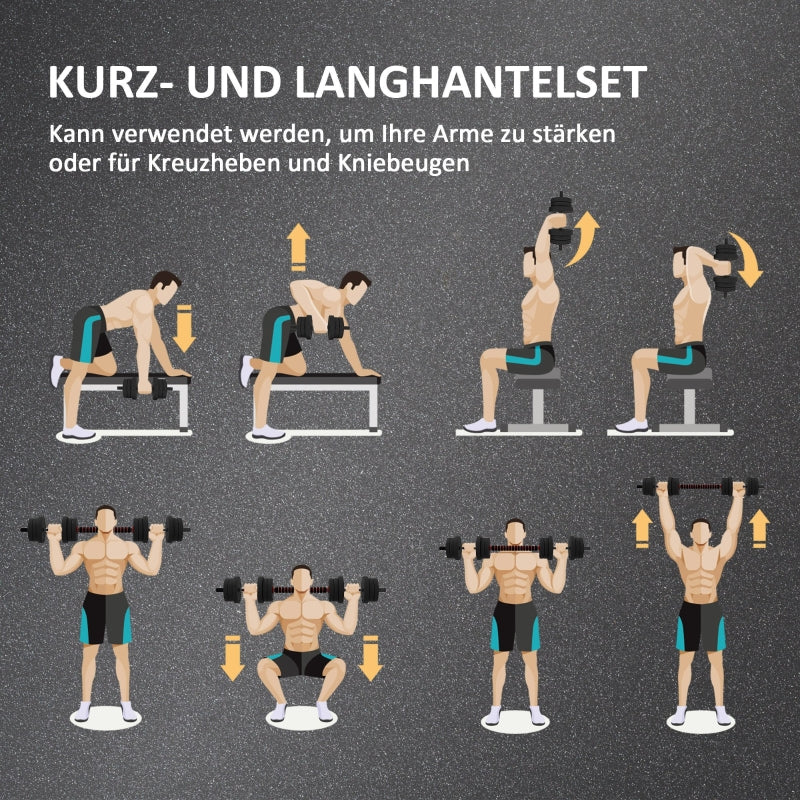 Dumbbell Set 20 kg adjustable with barbell for strength training and weight lifting