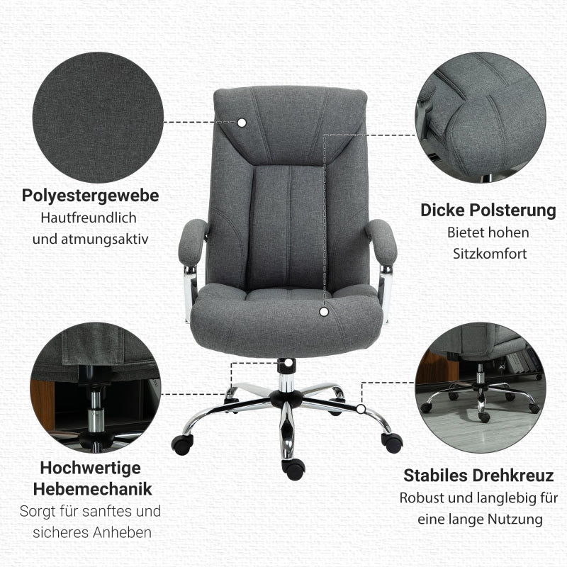 Vinsetto Office Chair, Rocking Function, Ergonomic, Swivel, Nylon Grey