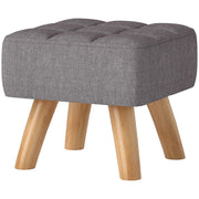 Fußhocker, moderner gepolsterter Ottoman, graue Leinenoptik