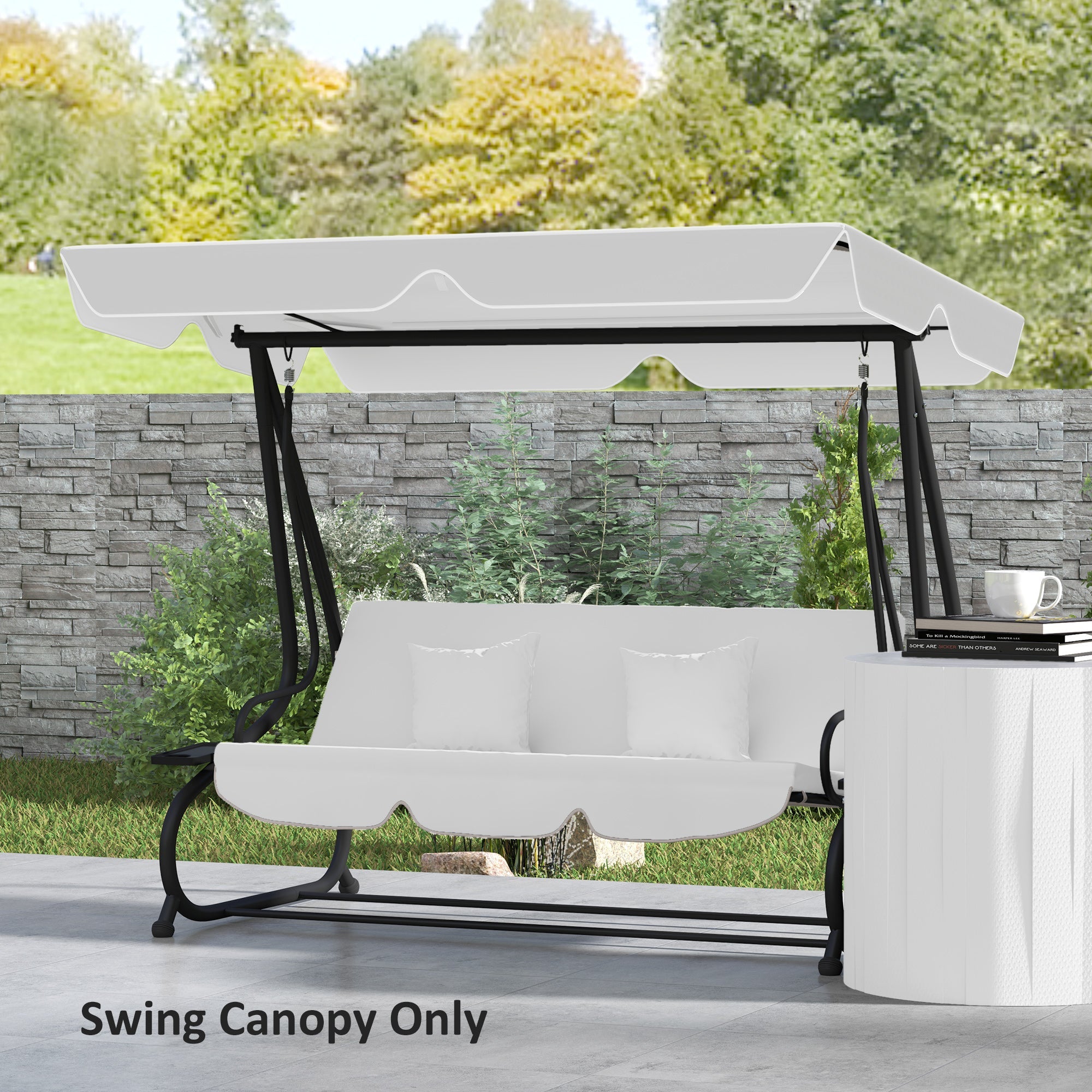 Swing Chair Canopy Replacement 145x200cm Light Grey Polyester