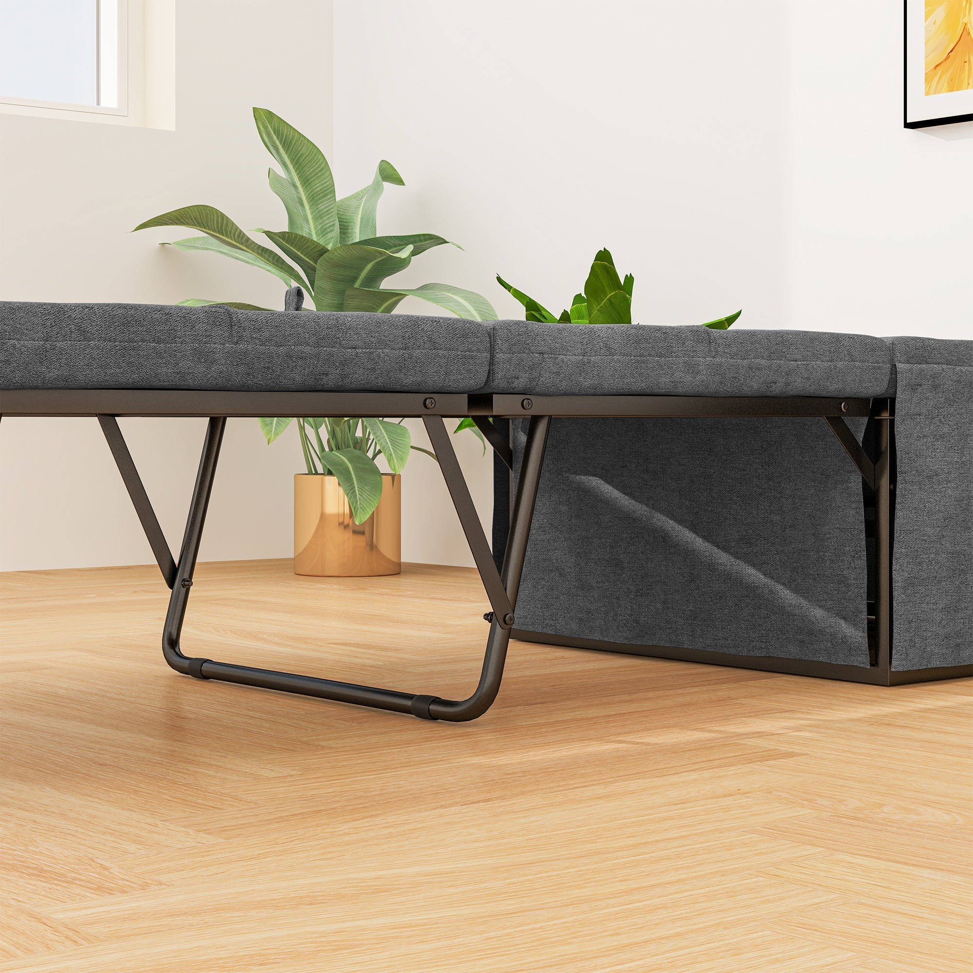 Folding Bed, 8cm Foam Mattress, 120 kg Capacity, Grey Metal