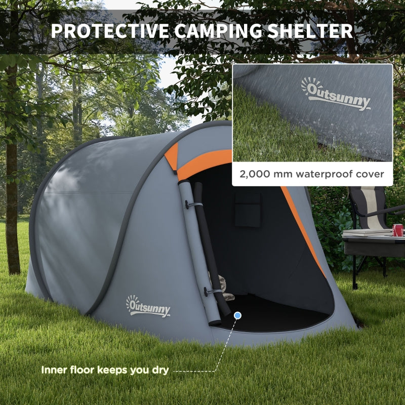 Pop-Up Dome Tent, Two-Man with Accessories - Grey