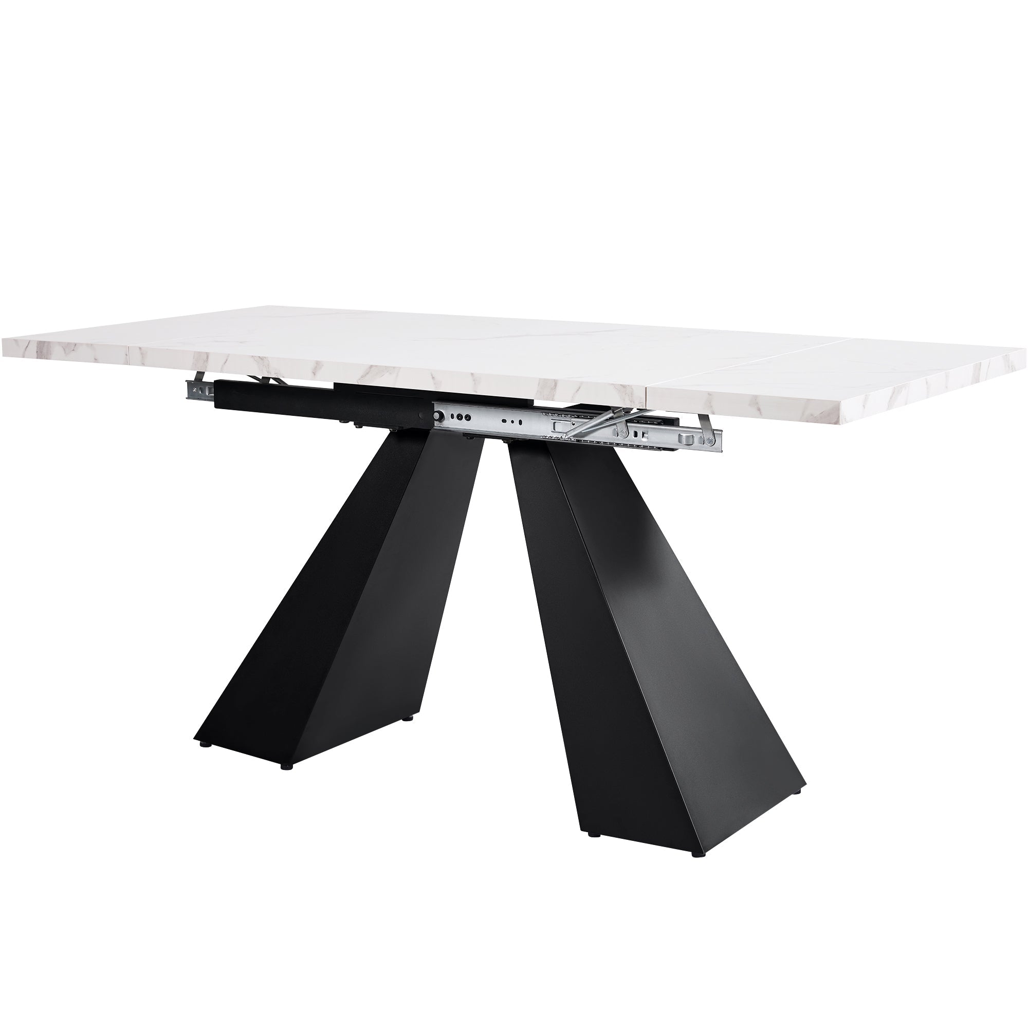 Telescopic Dining Table 99-159cm Extendable Pedestal Legs - White
