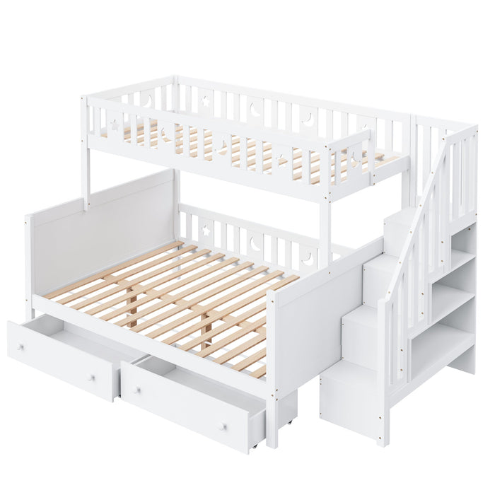 Solid Pine Children’s Multifunctional Bunk Bed with Storage, White