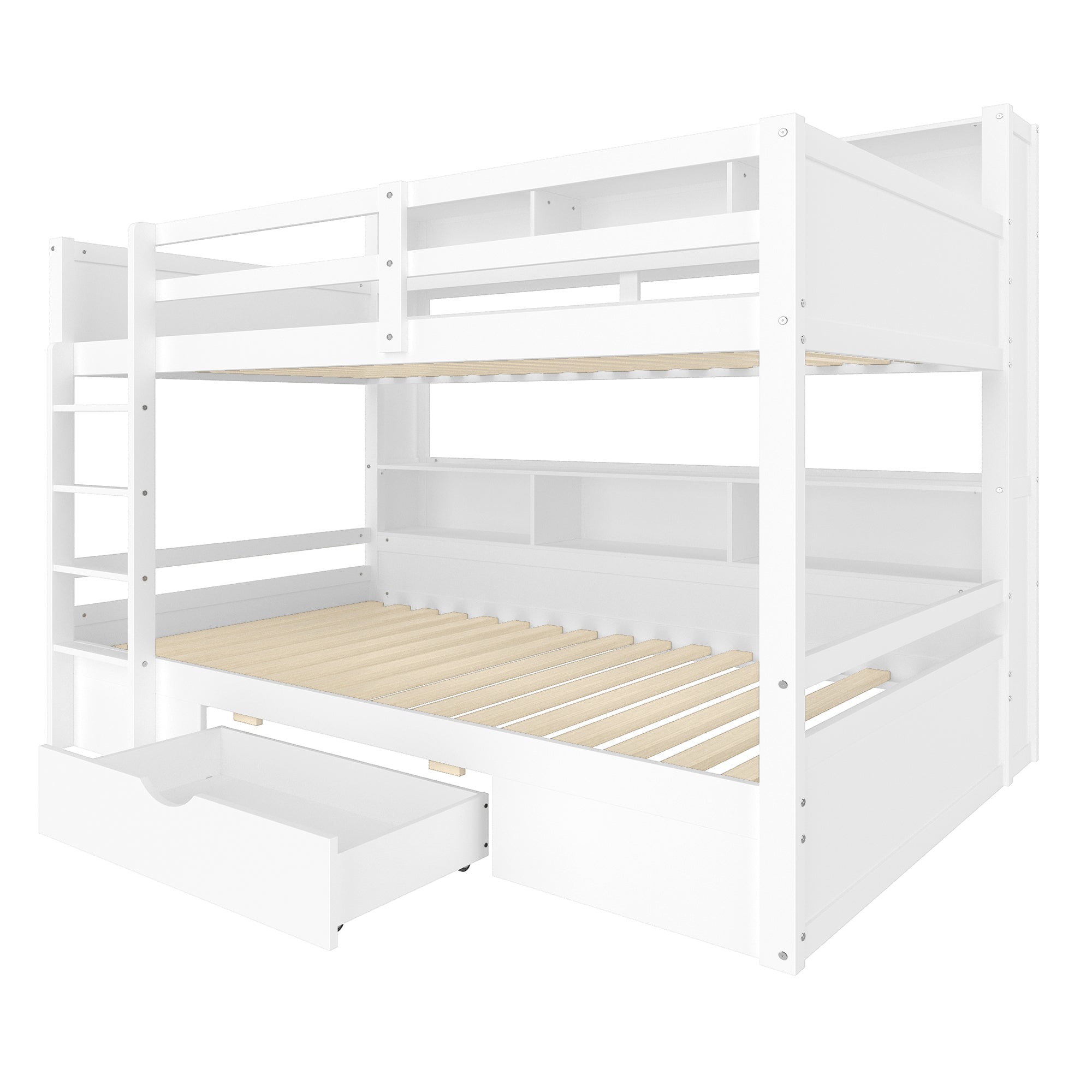 WX000708AAK Bunk Bed with Drawers and Storage Compartments, 90x200cm, White