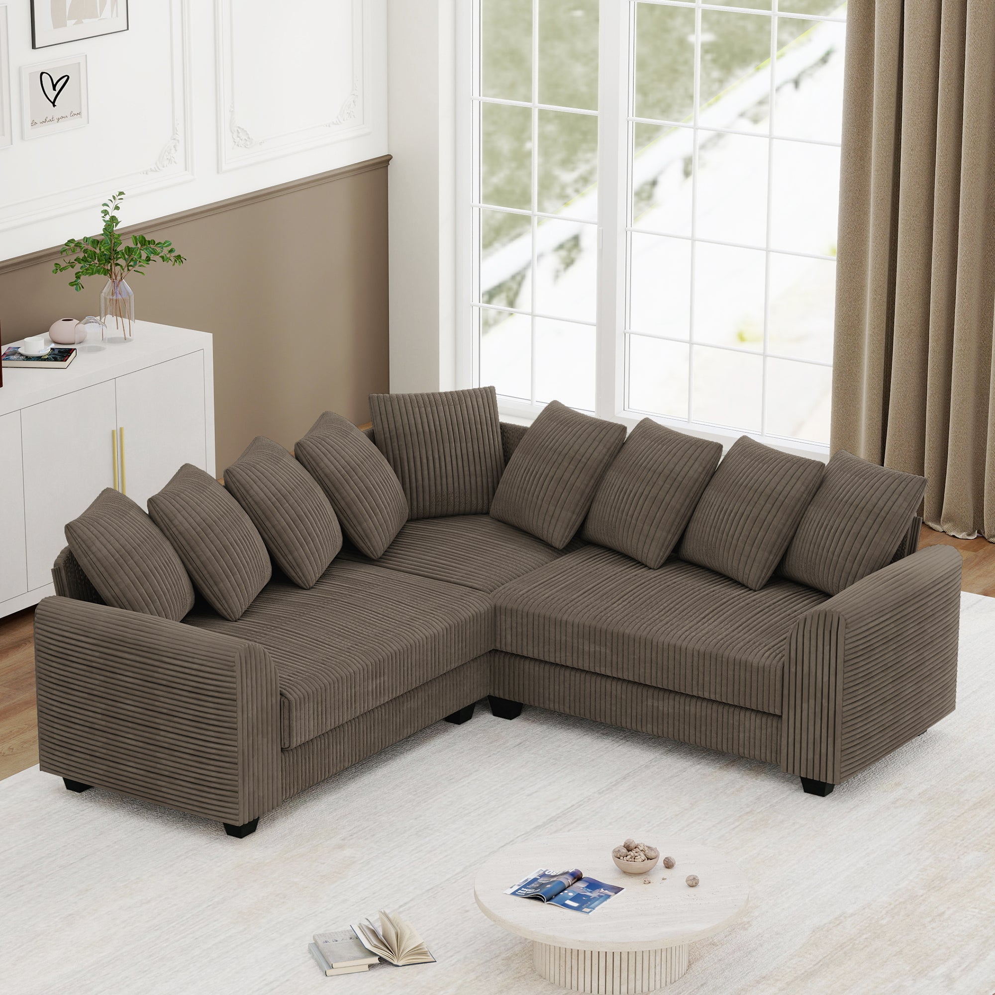 Modular Combination Sofa L-Shaped Corner with Movable Cushions