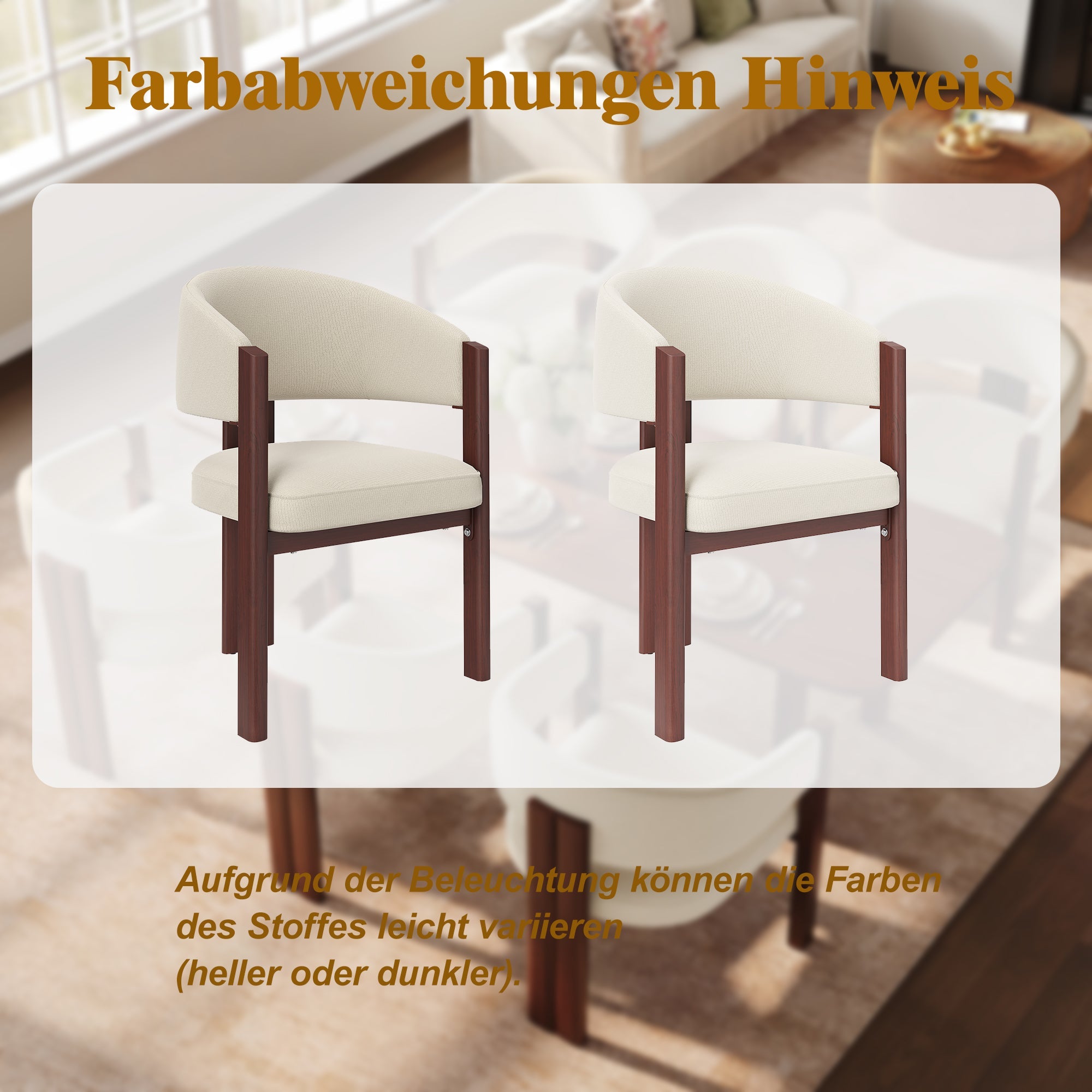 Ergonomic Dining Chairs Set of 2 with Thick Padding and Height Adjustable Feet, Wood Look Breathable Fabric