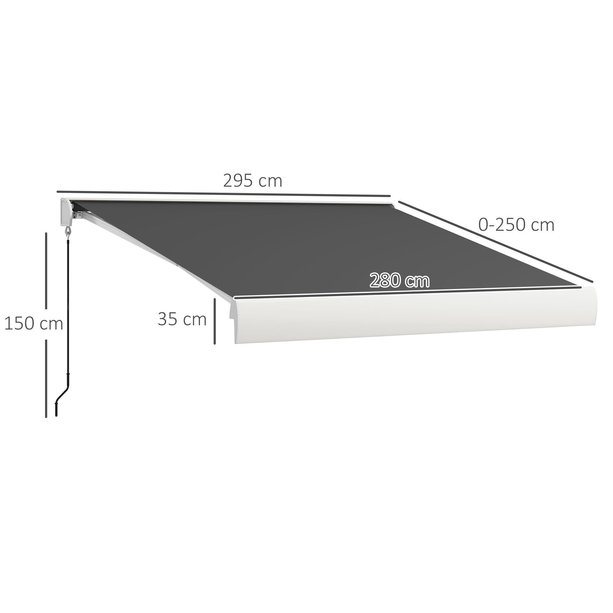 Elektrische Kassettenmarkise, 2,5 x 3m Fernbedienung, Grau