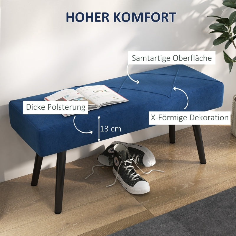 Polsterbank, Flur, X-Muster, Samtoptik, Blau