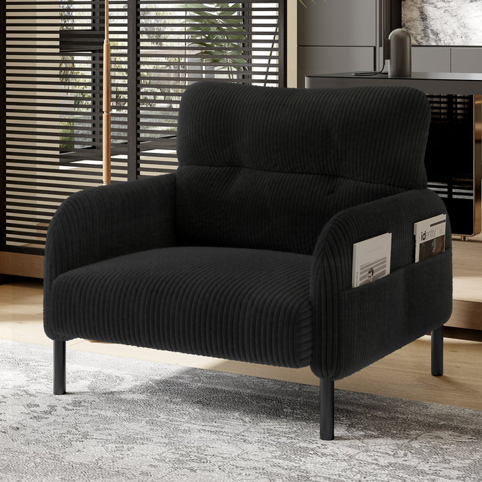 Sofa/Chair Comfortable with Side Pockets, Solid Structure - Velvet Fabric