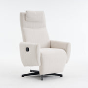 Chenille Fabric Recliner with Pillow Padded Seat and Footrest, Beige