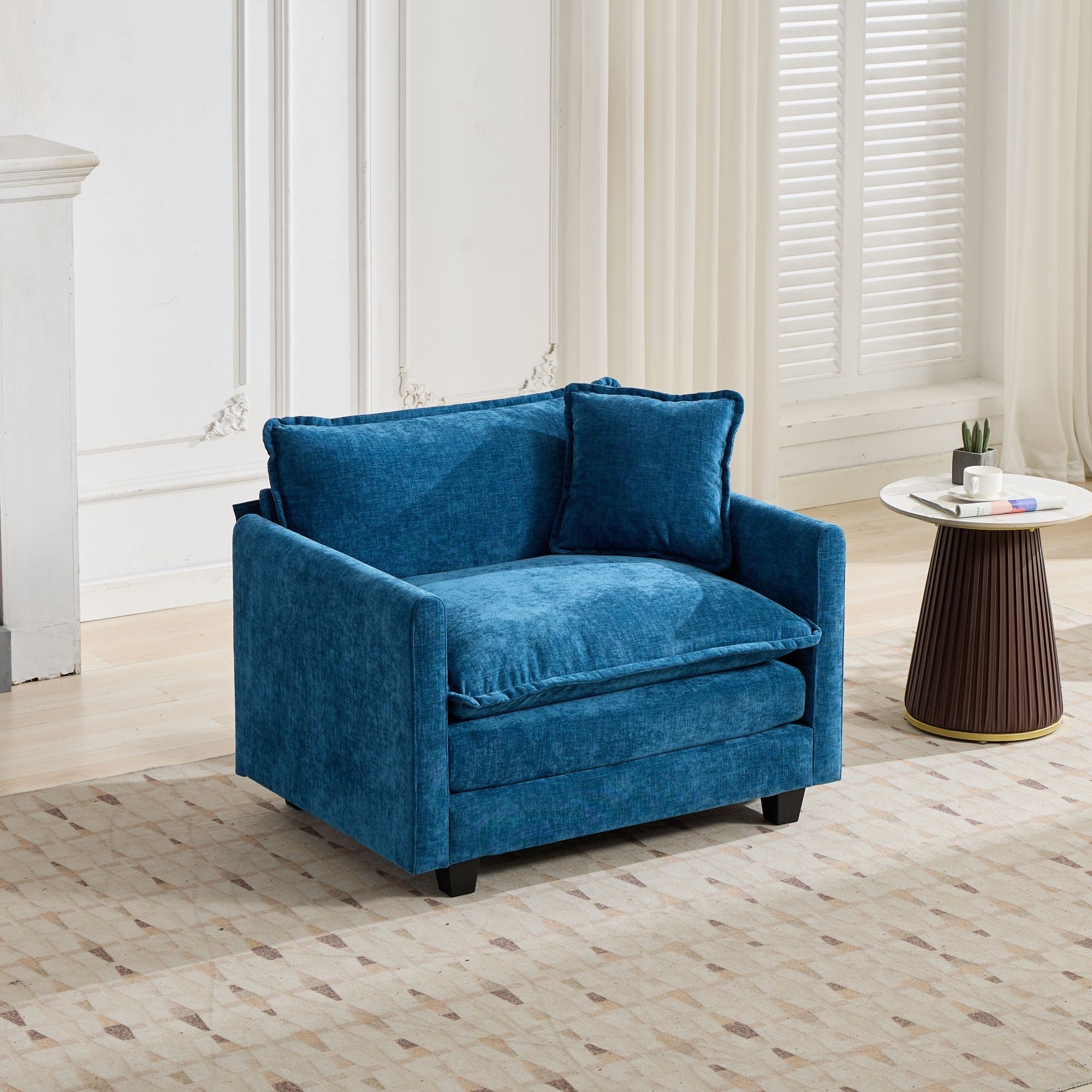 Cloud Sofa Single Seat Sectional Upholstered Chenille - Blue