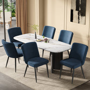 Set of 6 Dining Chairs, Modern Comfortable and Breathable, Dark Blue Velvet Fabric