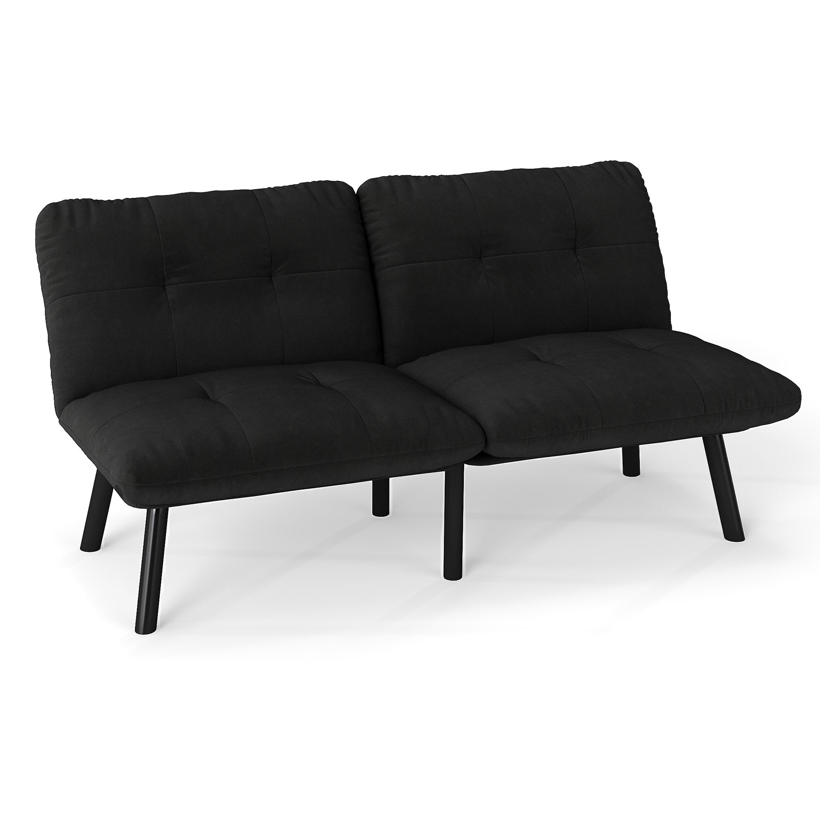 Sofa Bed Foldable 2-Seater Futon Guest Bed - Black