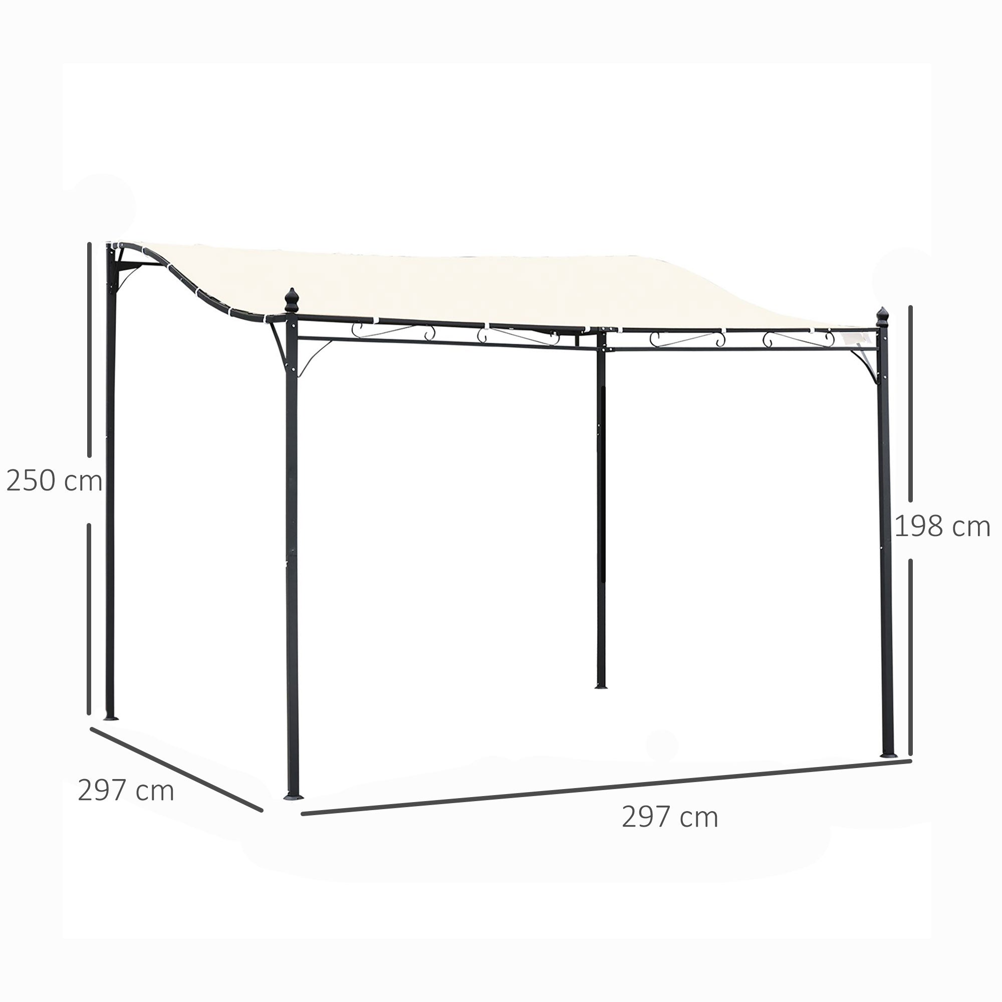 Pergola Garden Pavilion Tent 297x297cm Metal, Cream