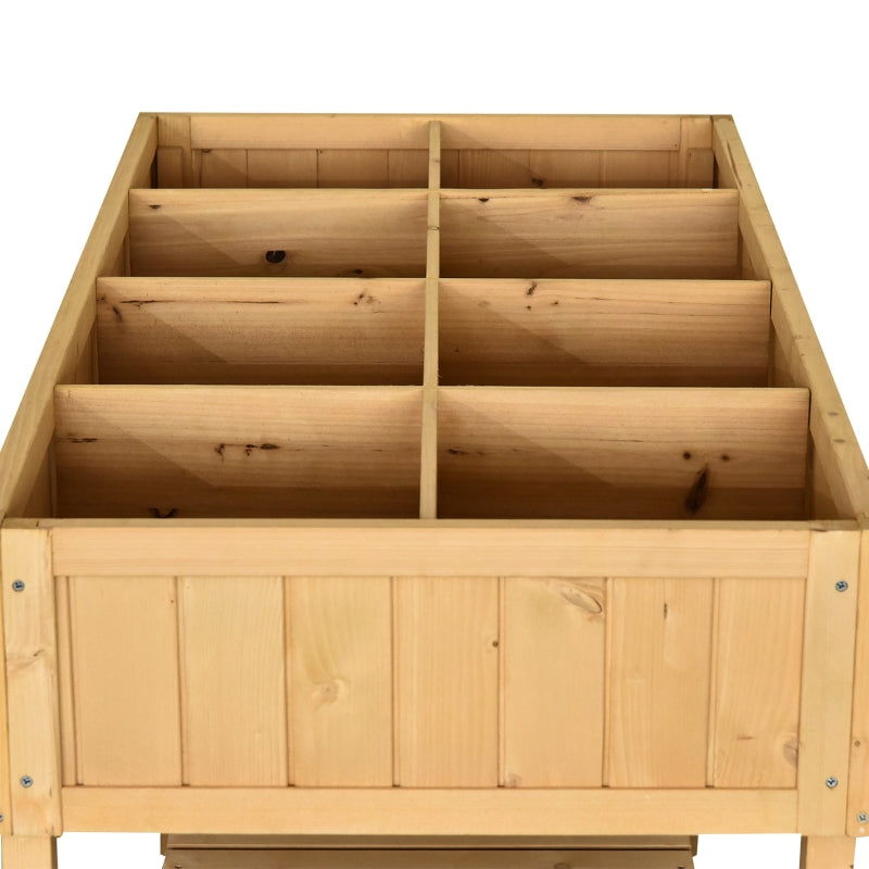 Pflanztisch Hochbeet, 8 Fächer mit Drainage, massive Tanne