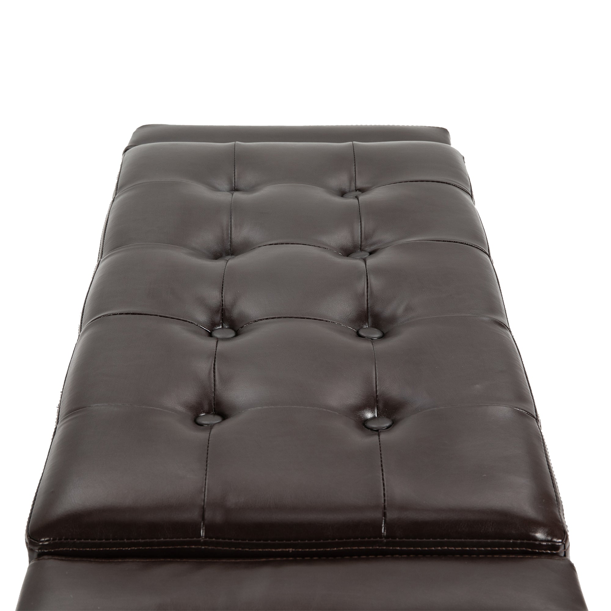 PU Leather Storage Ottoman Bench Chest Cube w/ Flipping Top Brown