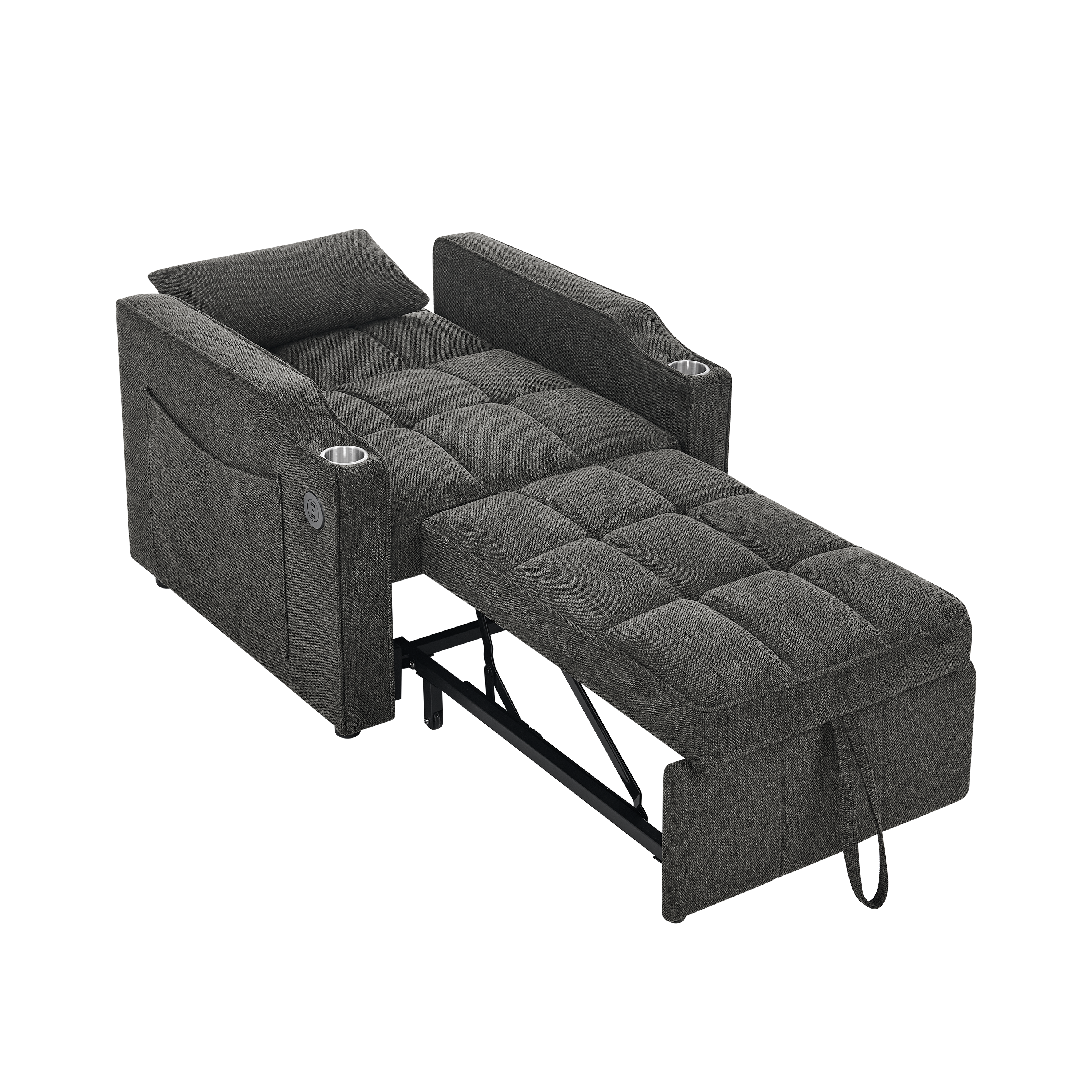 3-in-1 Sofa Bed Slide-to-Transform USB Charging - Gray