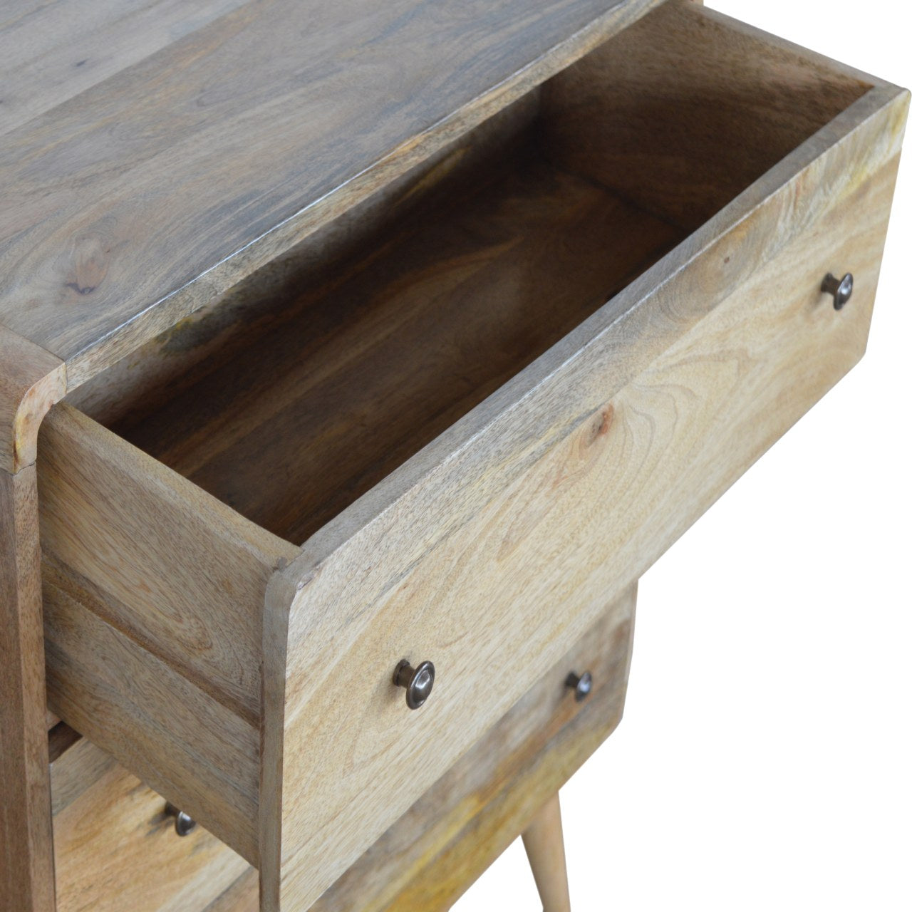 Solid Wood Curved Chest, 3 Drawers, Oak-ish Brown